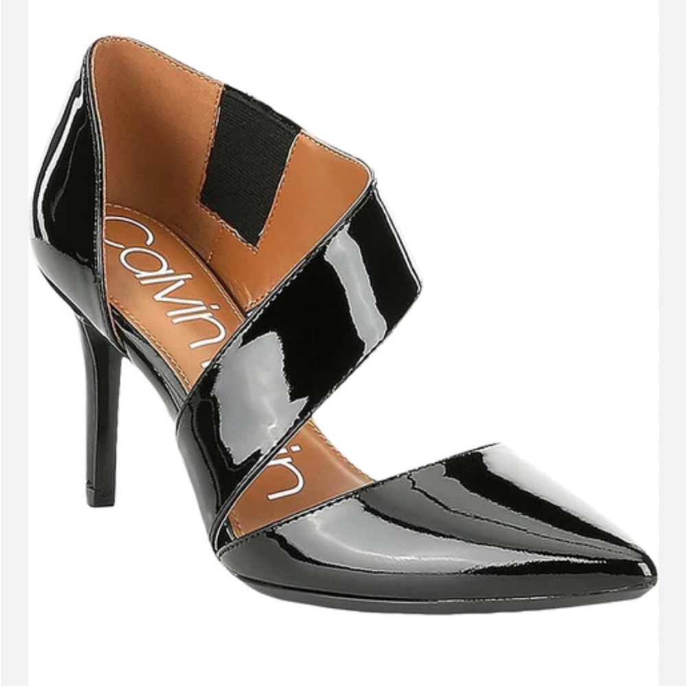 Calvin Klein Women's Gella Pointy Toe Patent Leather Pumps in Black